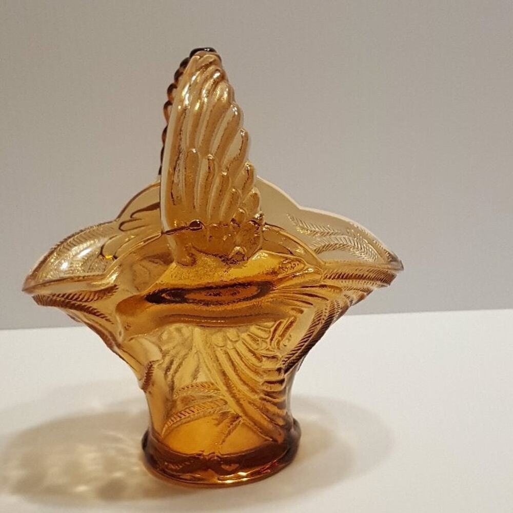 Vintage glass candy dish basket shaped bowl vase